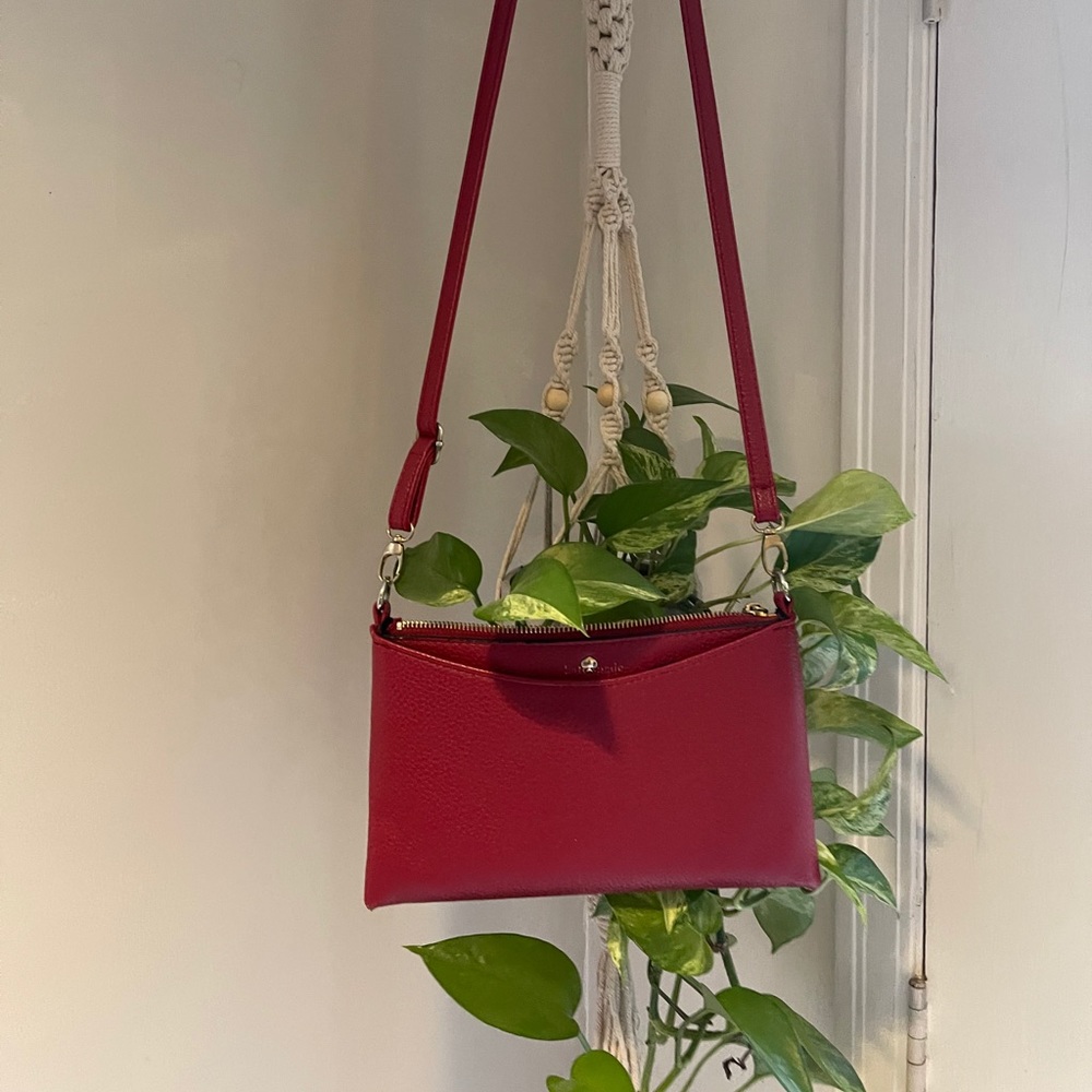 Red vegan leather purse